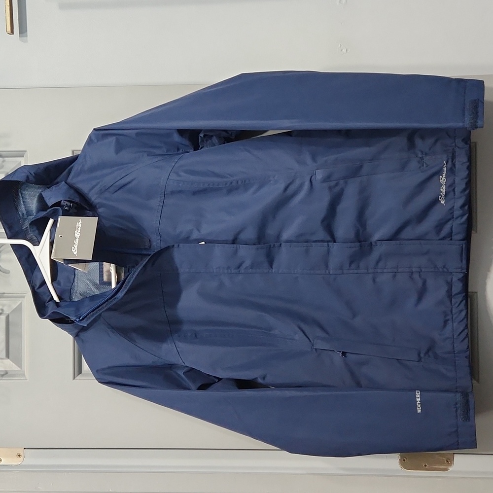 Eddie Bauer Packable Rainfoil Hooded Rain Jacket Navy Blue XS